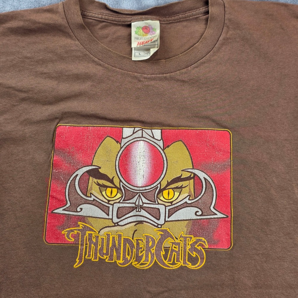 VTG Fruit of the Loom Thundercats T-Shirt Mens L Brown Graphic Short Sleeve Tee